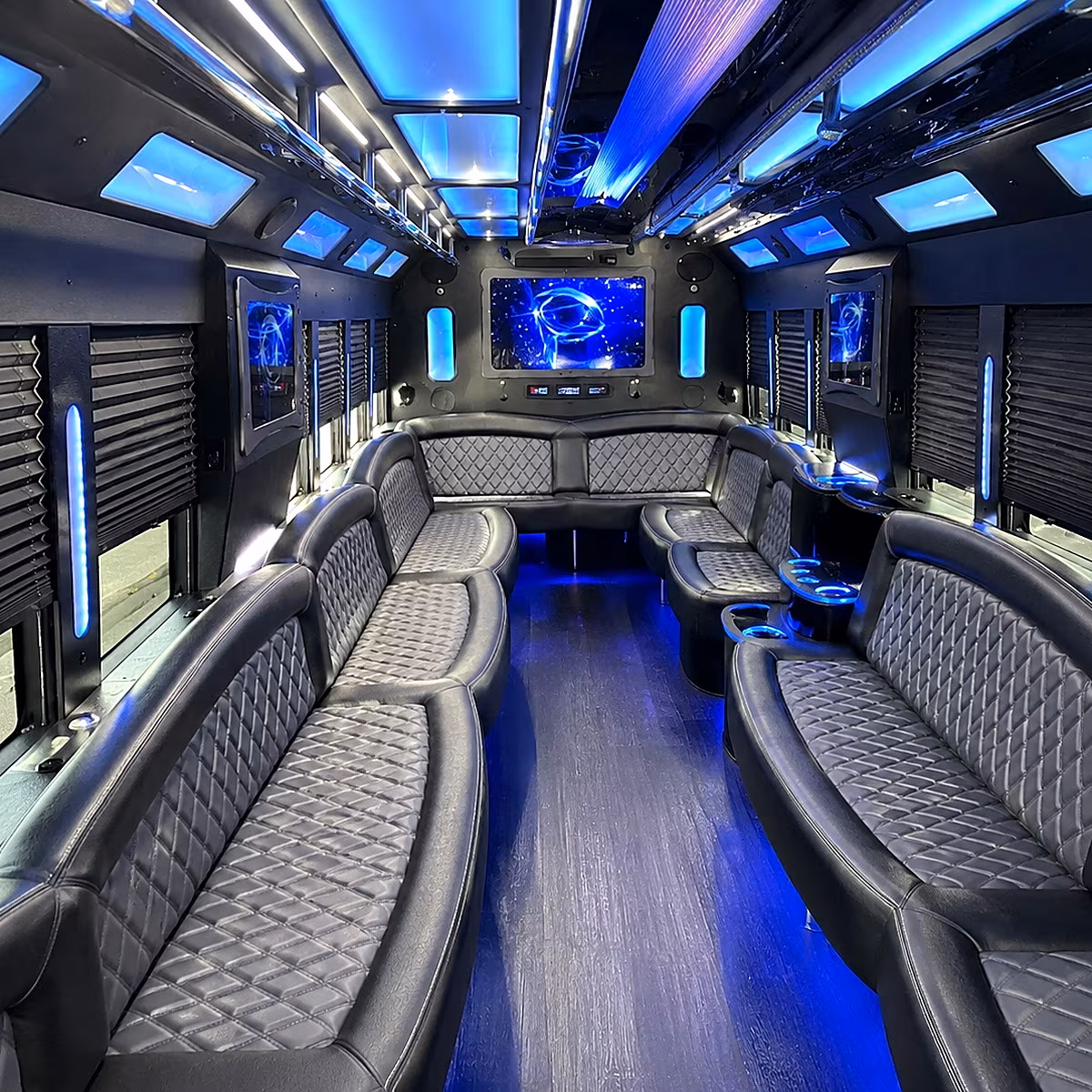 methuen 50 passenger party bus interior