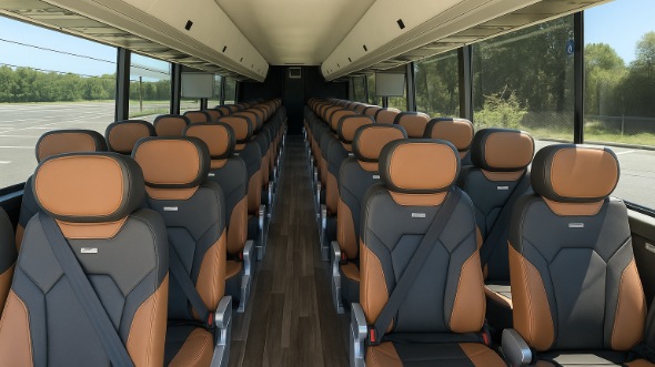 Interior of Charter Bus Company Bridgeport's 54 Passenger Charter Bus in Bridgeport