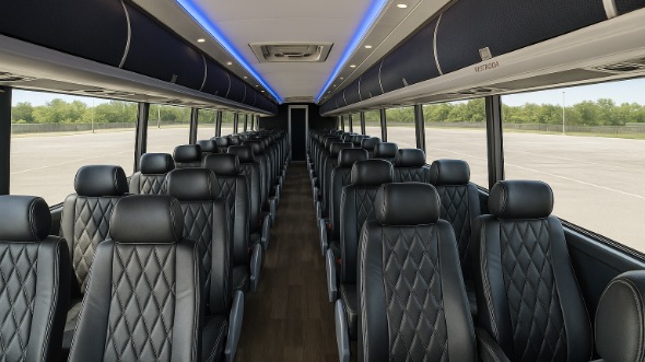 Interior of Charter Bus Company Providence's 56 Passenger Charter Bus in Providence