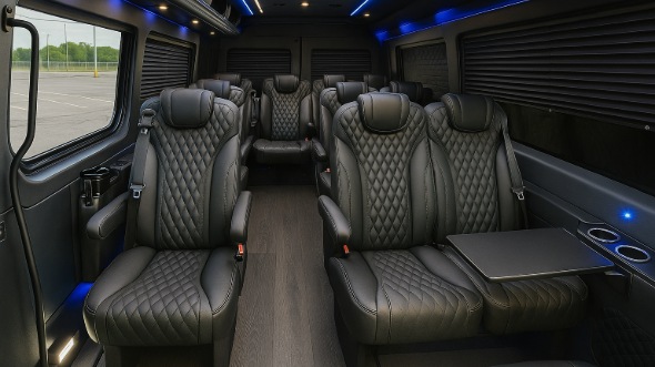 Interior of Charter Bus Company Bridgeport's Sprinter Van Rental With Driver in Bridgeport